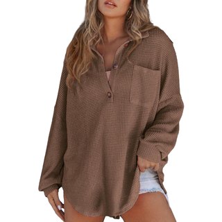 Vaflový pletený půl knoflík top