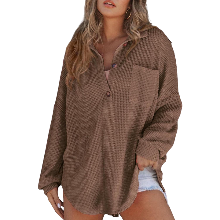 Vaflový pletený půl knoflík top