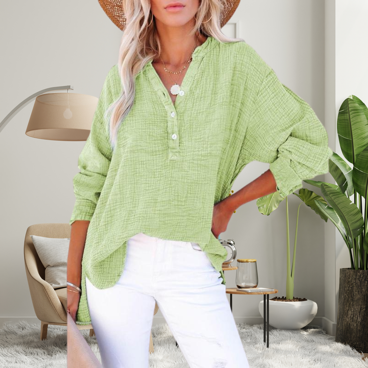 Oversized půl knoflík blůza
