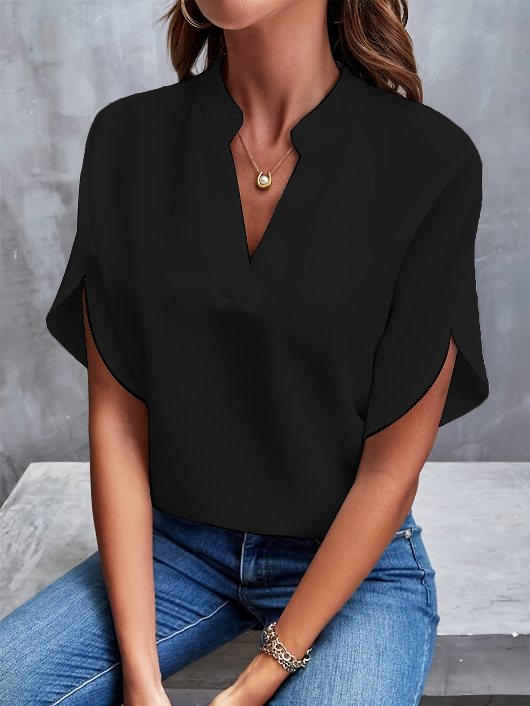 Elegantní V-krční límec blůza