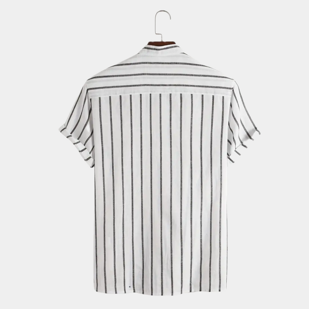 Pruhovaná krátká košile s půl knoflíky