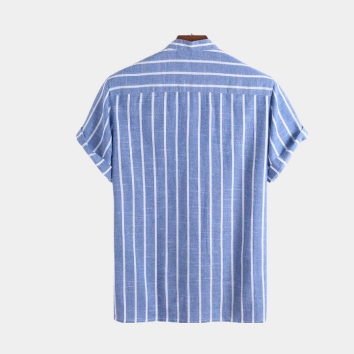 Pruhovaná krátká košile s půl knoflíky