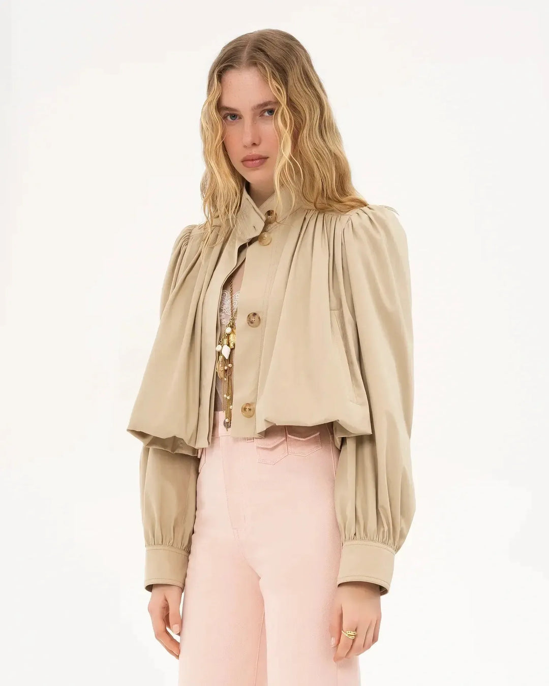 Knoflíková skládaná bomber bunda
