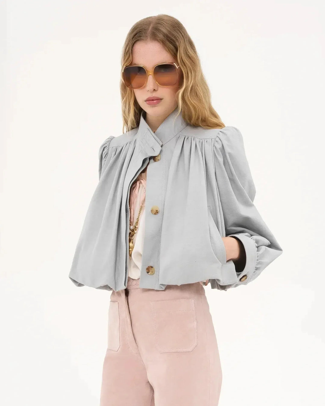 Knoflíková skládaná bomber bunda