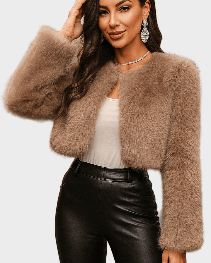 Umělá kožešinová crop bunda