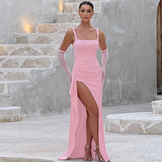 Elegantní halter krk rozparek šaty