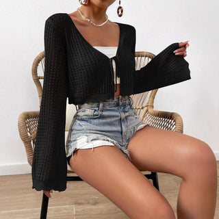 Přední zavázání crop kardigan