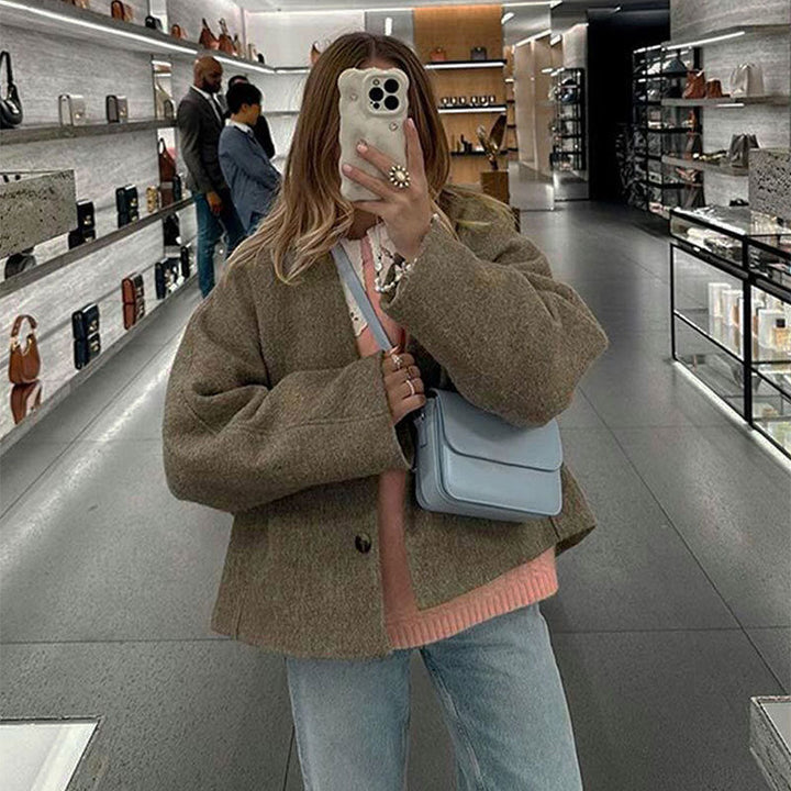 Oversized dlouhý rukáv knoflíková bunda