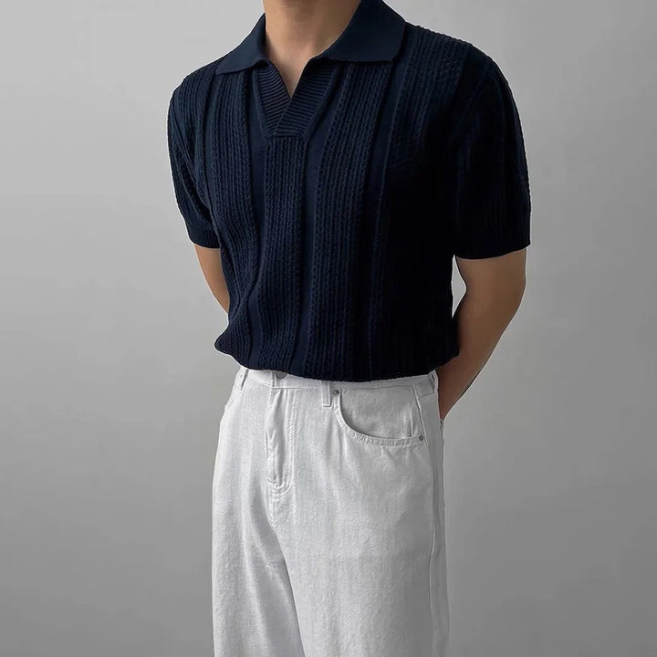 Háčkované V-krční polo
